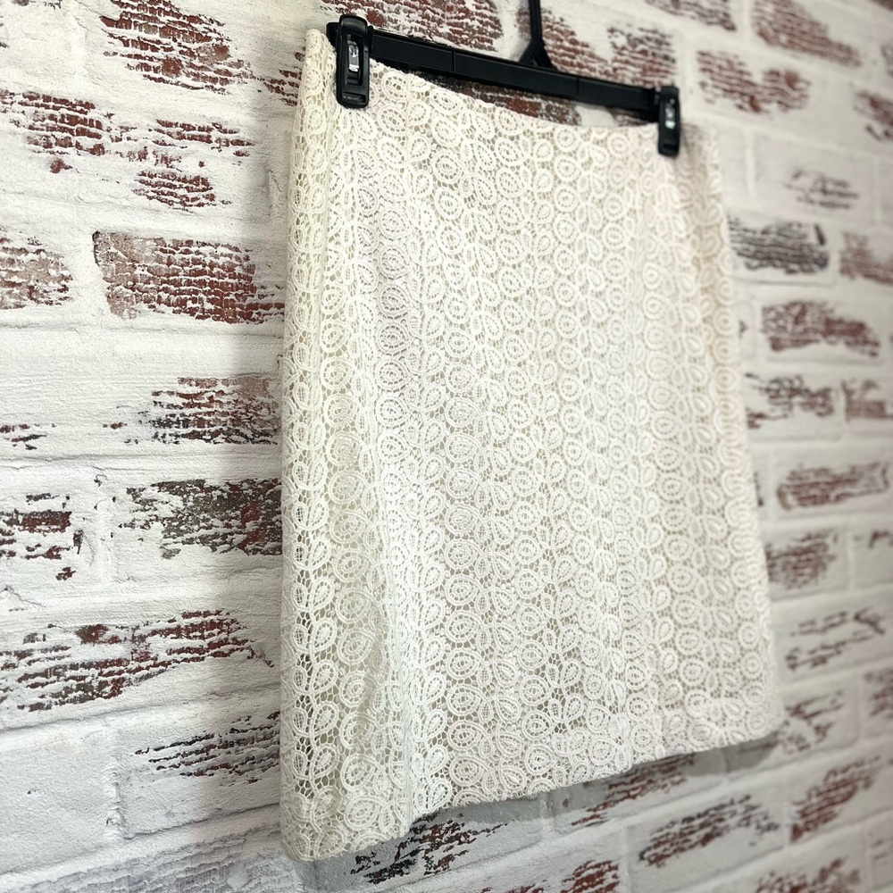 Vintage Pendleton Skirt Ivory Lace Straight Pencil Back Slit Lined Size 12p - Picture 2 of 9